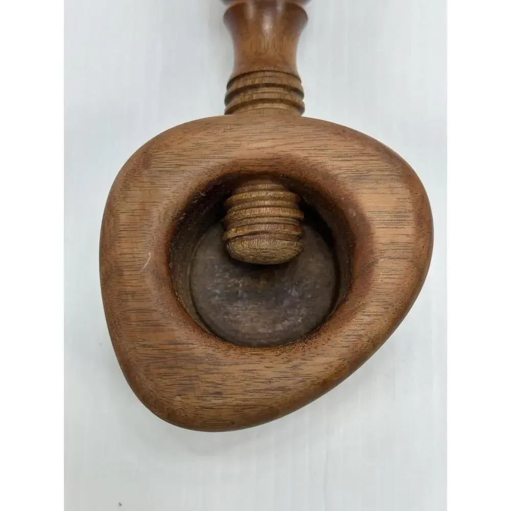 Vintage Teak Wood Nut Cracker‎ Screw Type Danish Mid Century Modern Barware